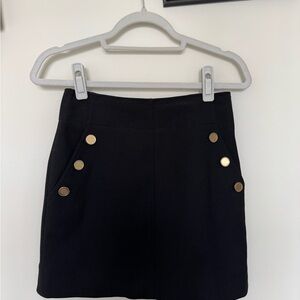Club Monaco Black Mini Skirt with Gold Buttons